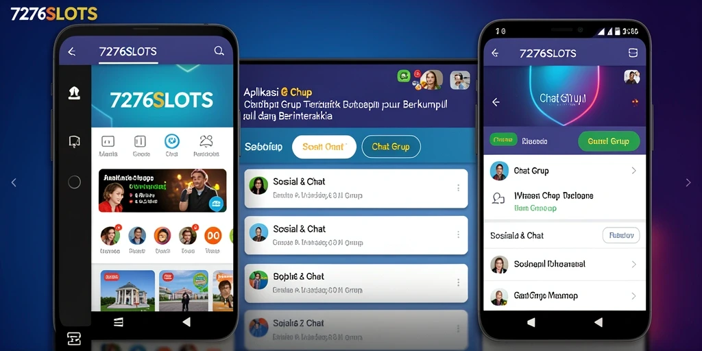 Screenshot antarmuka 7276SLOTS menampilkan fitur Chat Grup yang interaktif.