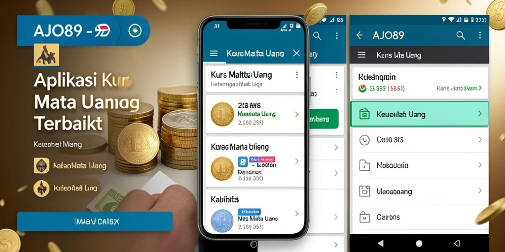 Tampilan antarmuka AJO89 yang sederhana dan modern untuk kurs mata uang.
