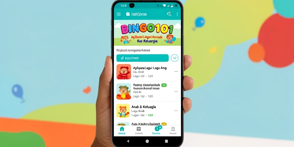 Antarmuka BINGO101 dengan berbagai lagu anak yang ceria
