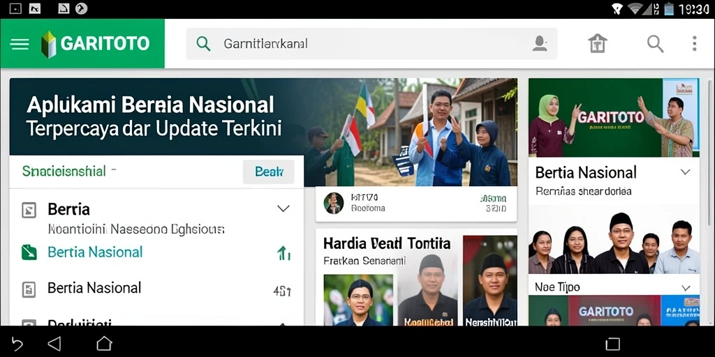 Antarmuka GARITOTO menampilkan berita nasional terkini dengan desain yang menarik.