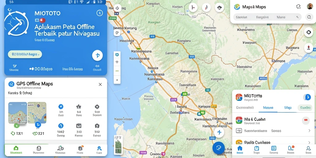 Tampilan antarmuka aplikasi MIOTOTO dengan fitur GPS Offline Maps.