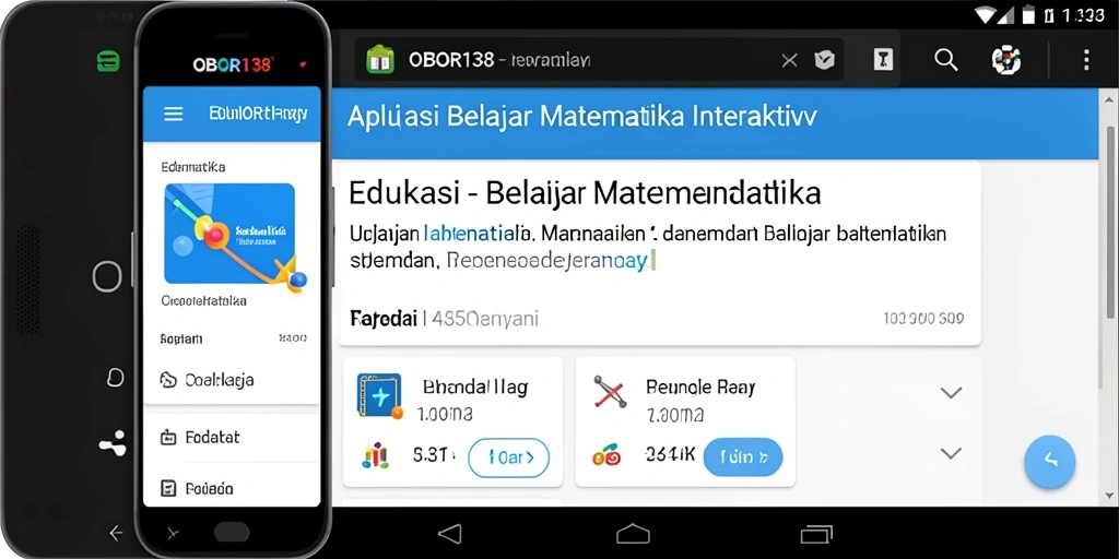 Antarmuka aplikasi OBOR138 yang interaktif untuk Belajar Matematika.