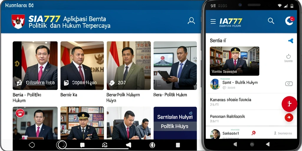 Antarmuka aplikasi berita politik dan hukum SIA777 yang modern.